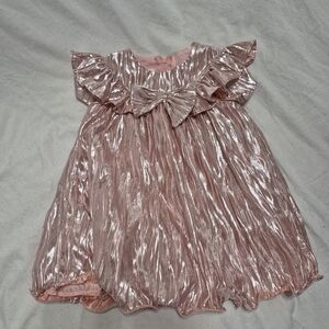 Bonnie Baby Shimmering Pink Ruffle Dress